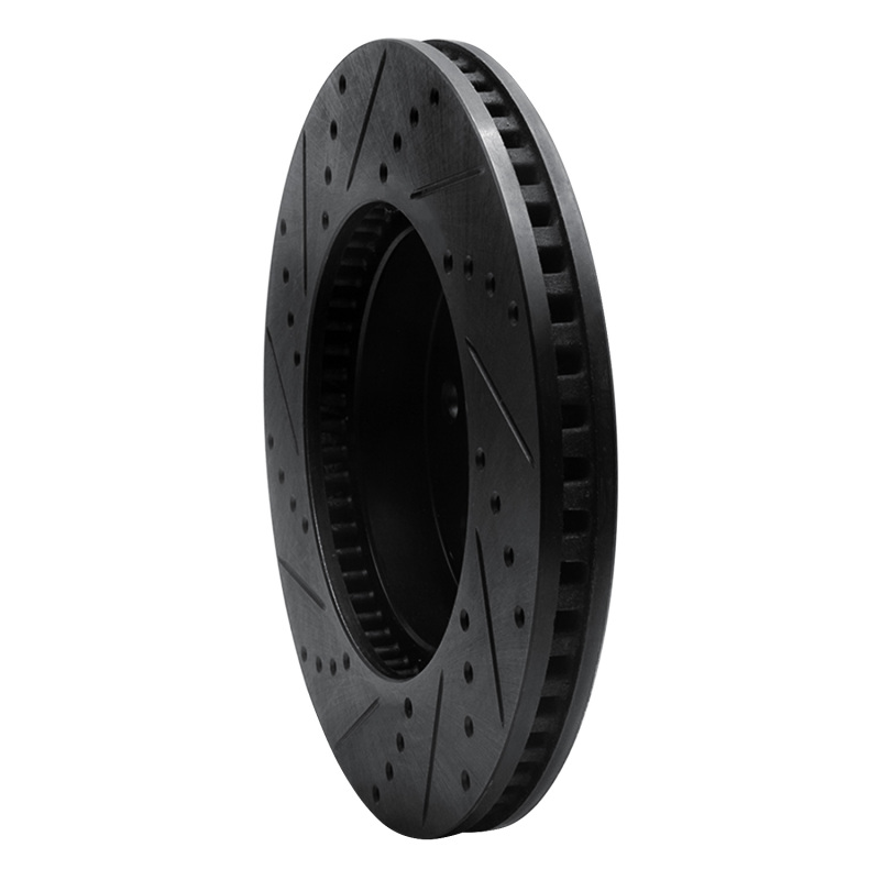 Dodge Durango Brake Rotor (1) - Front Right - R1 Concepts - Drilled & Slotted - Black - 2003